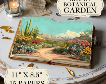 Botanical Desert Garden Junk Journal Pages – Printable Ephemera (PDF)