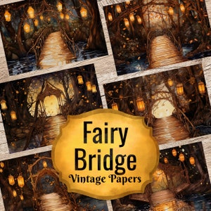 Fairyland Bridge Junk Journal Printable Fairy Fantasy Papers, Magic Fairy Journal, Scrapbook, Watercolor Paper Craft Project