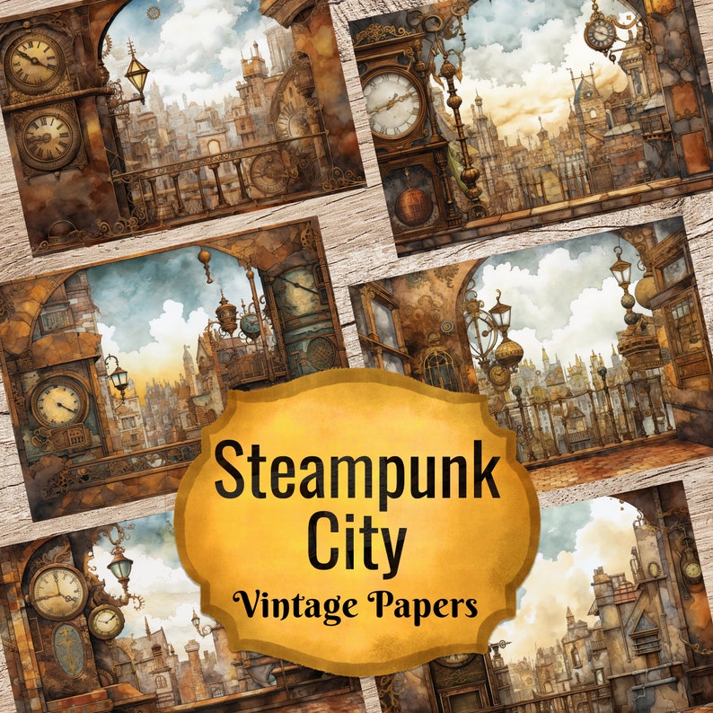 Steampunk City Junk Journal Pages – Printable Industrial Collage ...