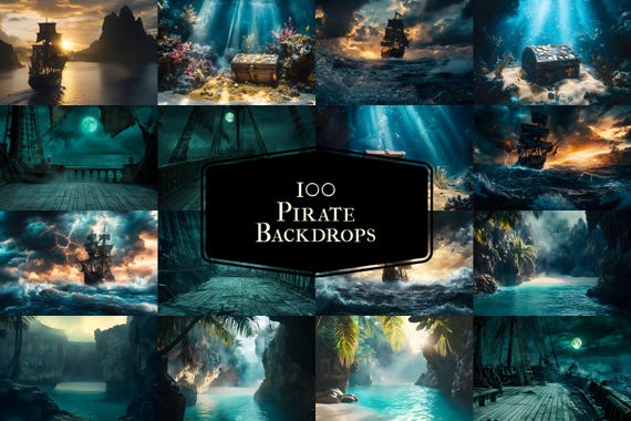 100 Pirate Backdrop JPGs for Creative Projects - 6000x4000 px Commercial Use Allowed