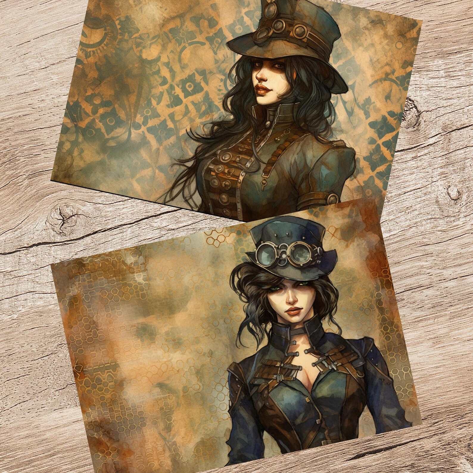 Steampunk Lady Vintage Industrial Junk Journal Pages, Steampunk Double ...