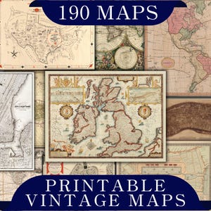 Alte Karten der Welt, Map Ephemera Pack, Vintage Maps für Junk Journals & Scrapbook, Journalpapiere, Grungy, Reisen, druckbare Vintage Maps