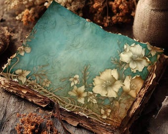 Blue Floral Junk Journal Pages, Vintage Ephemera (Printable)