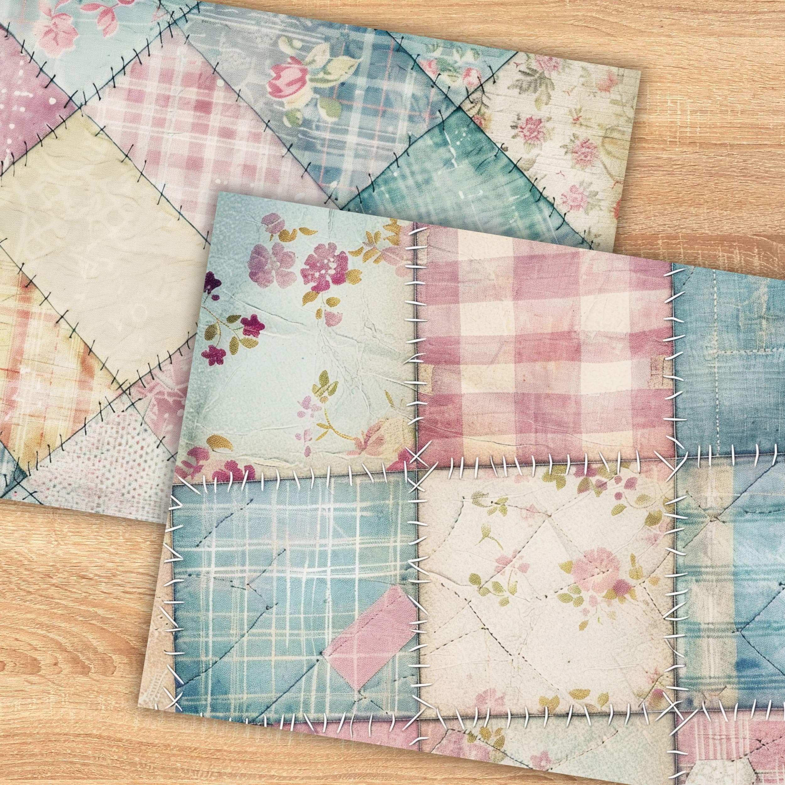 Quilt Patchwork Digital Papers - Vintage Quilt Designs With Sewing ...