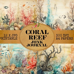 Coral Reef Junk Journal Kit, Nautical Journal, Sealife Junk Journal Pages, Sea Ocean Junk Journal Kit, Sea Sand Ephemera