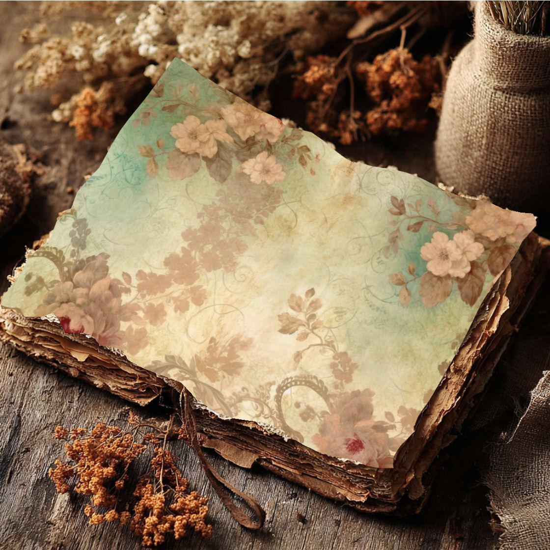 Shabby Vintage Floral Double Pages - Junk Journal Scrapbook Kit ...