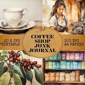 Coffee Shop Journal Pages 40 Coffee Junk Journal Pages Digital Download ...