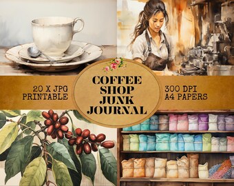 Coffee Shop Junk Journal-pagina's - vintage ephemera (digitale download)