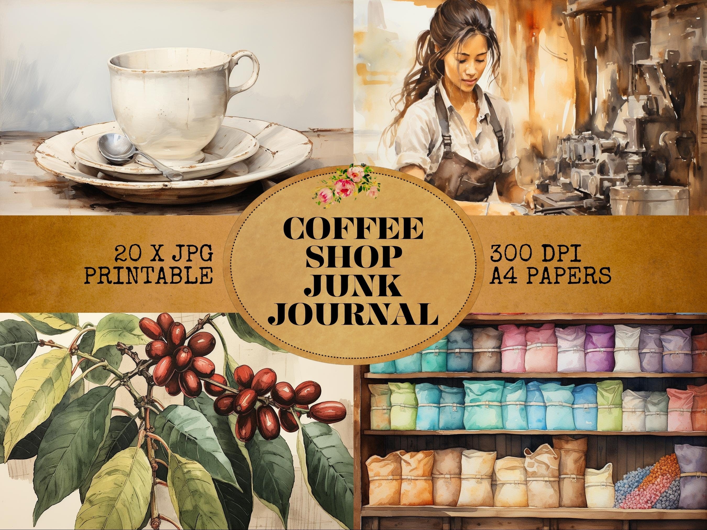 Coffee Shop Journal Pages 40 Coffee Junk Journal Pages Digital Download ...