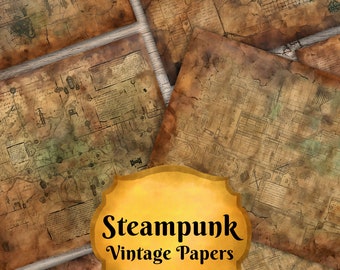 Steampunk junk-journaalpagina's, vintage afdrukbare kit (digitale download)