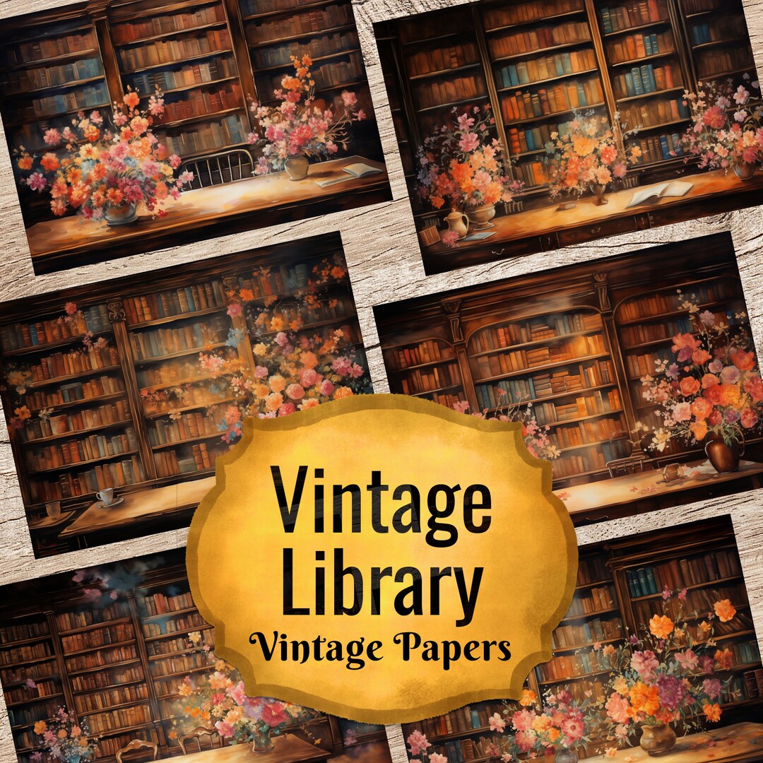 Vintage Library Junk Journal Pages Digital Download Book and Reading ...