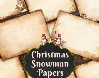 Christmas Snowman Junk Journal Pages, 12 Pages Junk Journal Kit, Festive Journal, Christmas Ephemera, Christmas Junk Journal