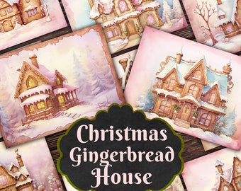 Christmas Gingerbread House Junk Journal Pages, 12 Pages Junk Journal Kit, Festive Journal, Vintage, Christmas Ephemera, Christmas Journal