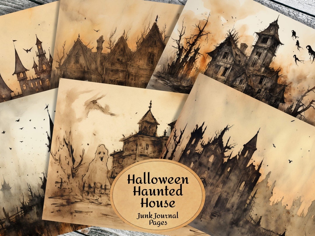 Halloween Haunted House Junk Journal Pages - Vintage Ephemera (digital ...