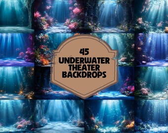 Fondos para teatro submarino / Fondos digitales de fantasía / Fotografía surrealista de escenarios / Paisajes místicos de las profundidades marinas
