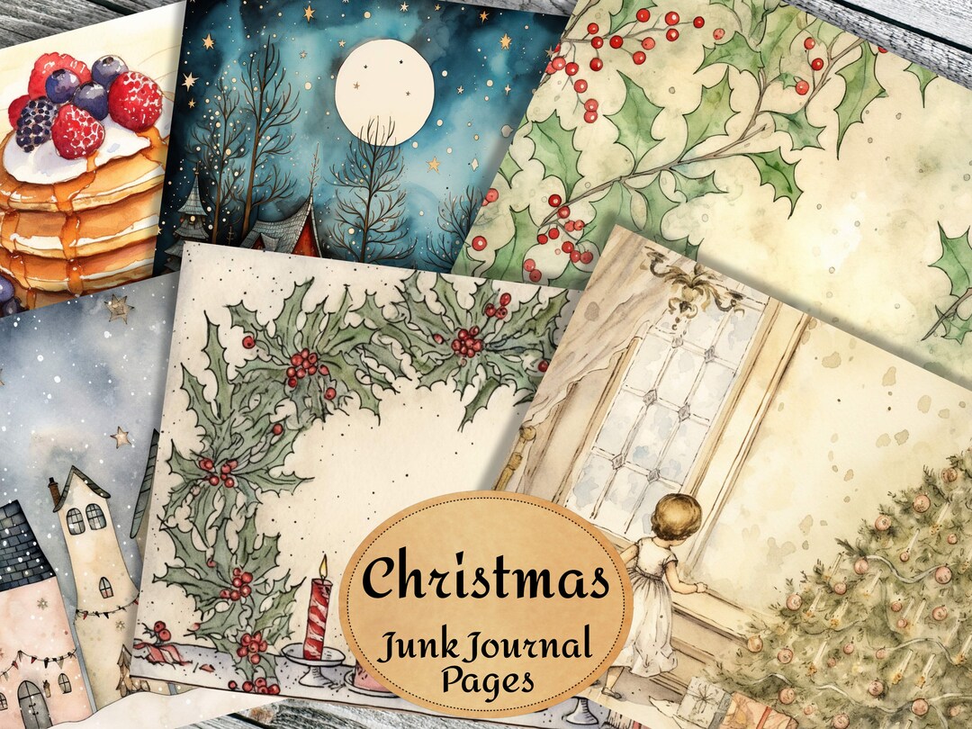Vintage Christmas Junk Journal Kit, Printable Ephemera (20 Double Pages ...