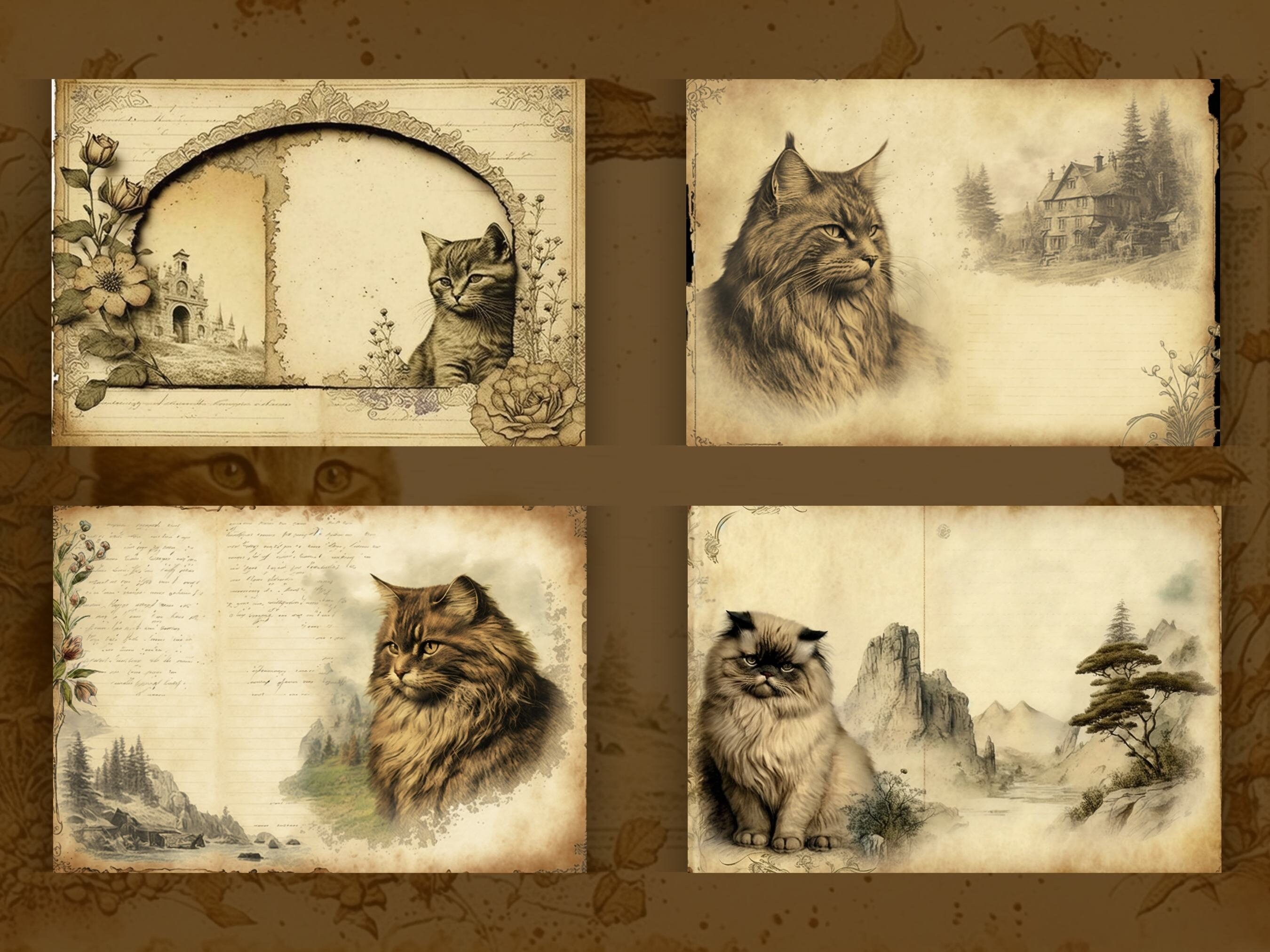 Cat Junk Journal Pages 50 Double Cats Junk Journal Pages - Etsy France