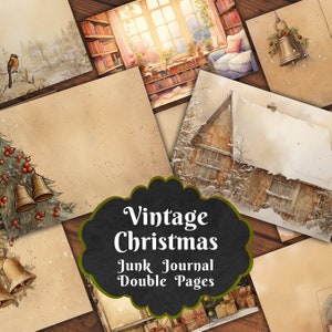 Christmas Vintage Junk Journal Pages, 12 Pages Junk Journal Kit, Festive Journal, Vintage, Christmas Tree Ephemera, Christmas Junk Journal