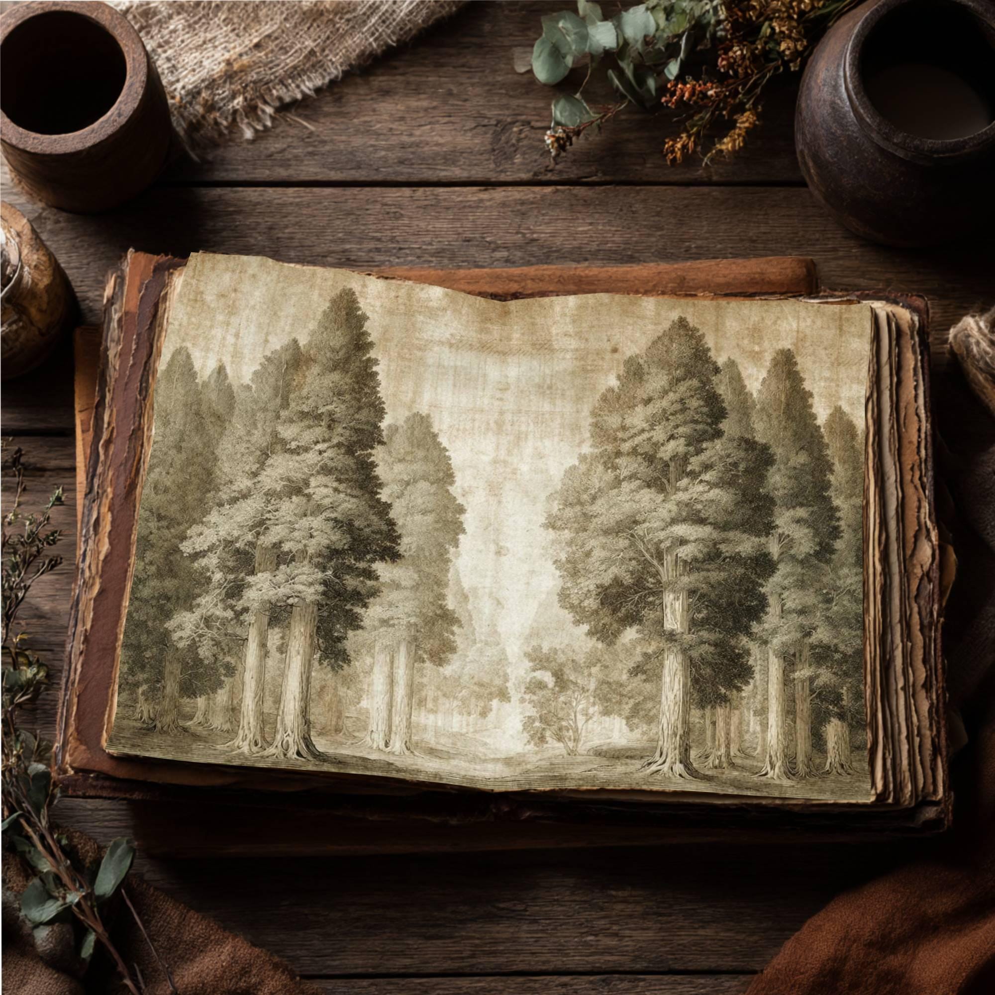 Vintage Forest Junk Journal Papers – 18 Antique Woodland Pages (digital ...