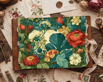 Celestial Botanical Frame Junk Journal Paper