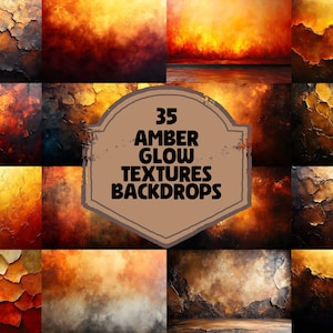 35 texturas con brillo ámbar: fondos digitales cálidos y superposiciones abstractas grunge para fotografía, Photoshop, superposiciones maestras, estudio de retratos
