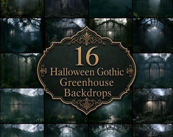 Gothic Greenhouse Digital Backdrops, Moody Halloween Conservatory, Dark Victorian Glasshouse Background, Spooky Foggy Mist Photography