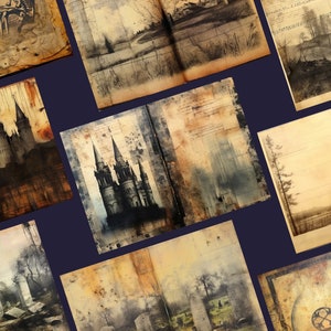Gothic Junk Journal Pages - 16 Gothic Printable Double Pages and Gothic Ephemera for Junk Journal Scrap Booking