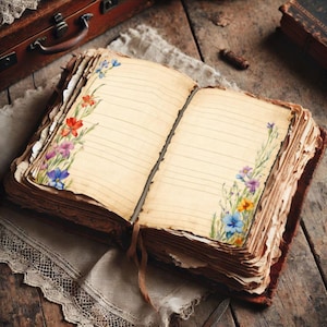 Fogli per diario creativo con motivi floreali selvatici - Fogli stampabili per scrivere un diario ispirato alla natura immagine 7