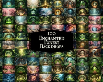 100 Enchanted Forest Photography Backdrops – Magical Woodland JPGs (Digital Download)