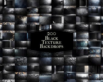 200 Black Texture Backdrops | Elegant Square Photography Background, Photoshop Compositions Texture, Old Master Overlay, Black Background