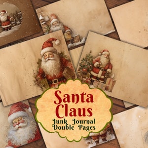 Christmas Santa Junk Journal Pages, 12 Pages Junk Journal Kit, Festive Journal, Vintage, Christmas Tree Ephemera, Christmas Junk Journal