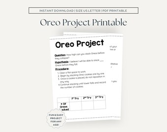 Oreo Project | Math Project | Scientific Method Project | Science Project| For Teachers| Instant Download| Printables