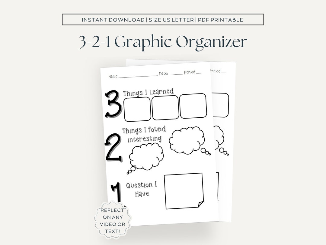 3-2-1 Graphic Organizer Graphic Organizer Reflection Sheets Teacher