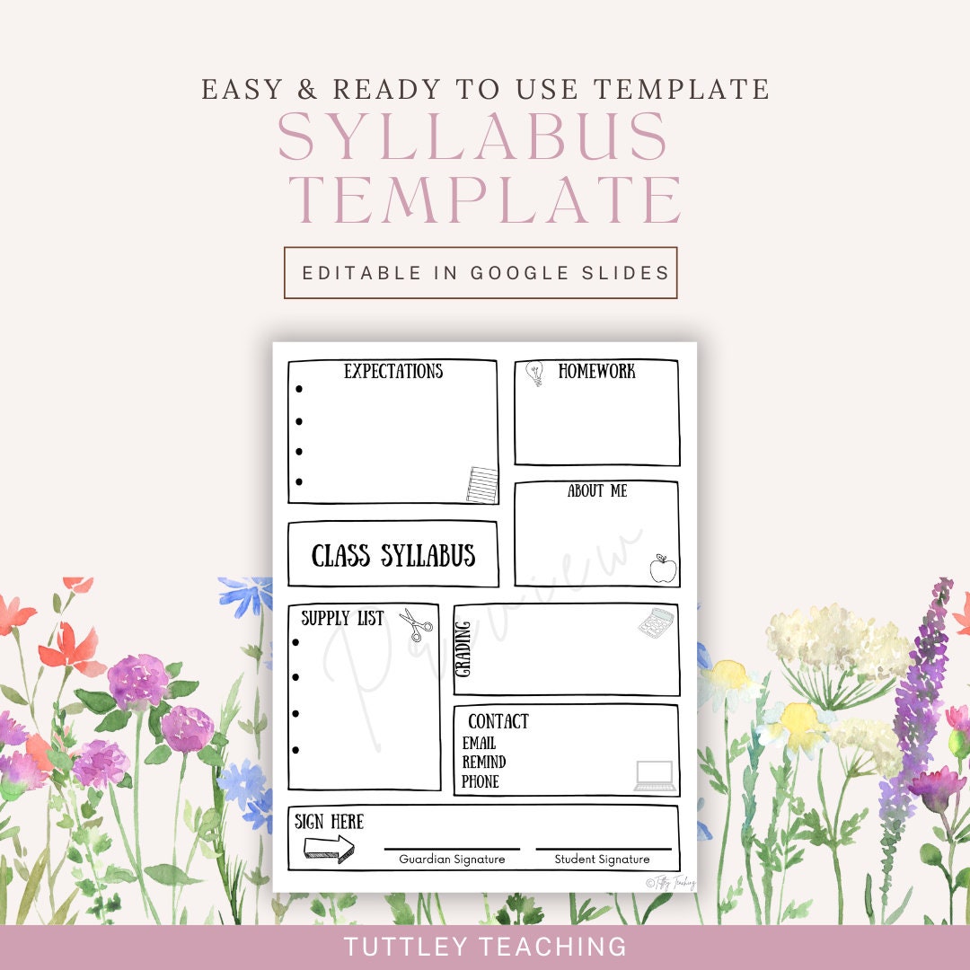 Editable Syllabus Template| Syllabus Template| Editable Template| Back ...