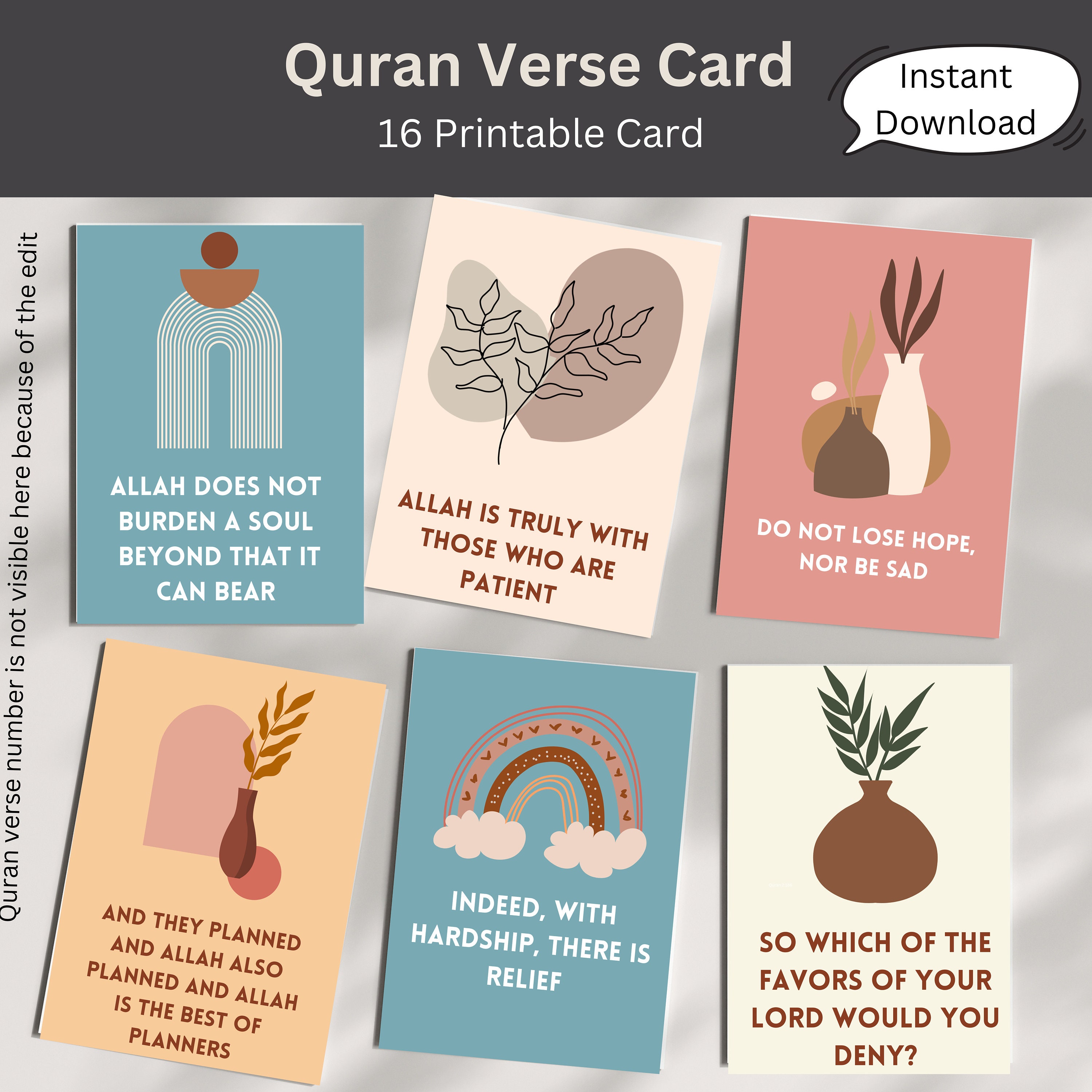 Quran Verse Card, Islamic Reminder, Affirmation Card, Printable Card, Islamic Printable, Gift for her, Islamic Reminder