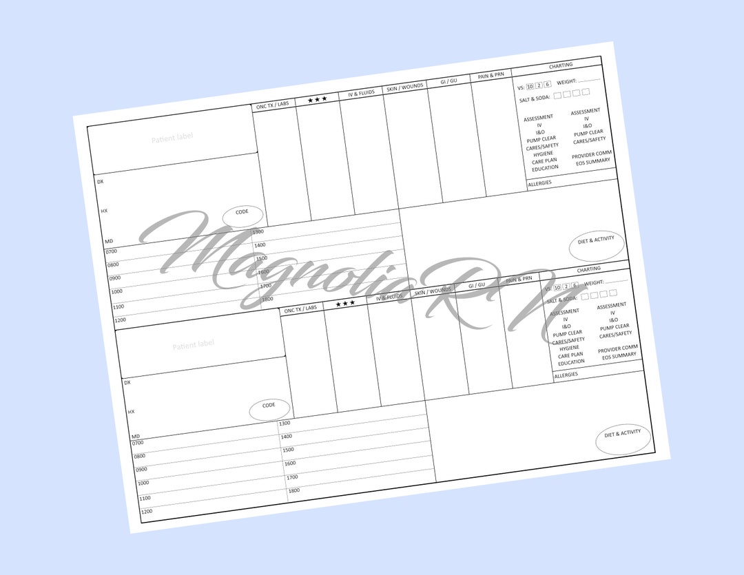 Oncology Nurse Brain With Space for Patient Label - Digital PDF ...