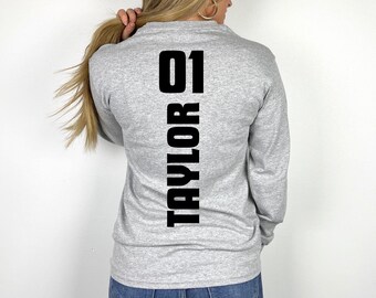 Custom Football Mom Longsleeve, Personalized Football Sweatshirt, Game Day Football Shirt, Name and Number Football Sweater