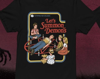 Let's Summon Demons Retro Style Cult Spooky Vibes T-Shirt, Halloween Shirt, Activities For Children Vintage Style Funny T-Shirt