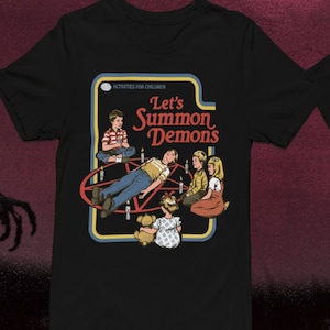 Let&#39;s Summon Demons Retro Style Cult Spooky Vibes T-Shirt, Halloween Shirt, Activities For Children Vintage Style Funny T-Shirt