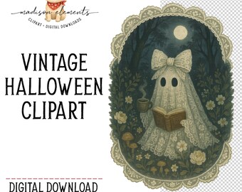 Cute Ghost Digital,Digital Download Png, Reading Ghost Png, Lace Ghost, Coffee Ghost Png, Mushroom Ghost Png, Spooky Season Png, Ghost
