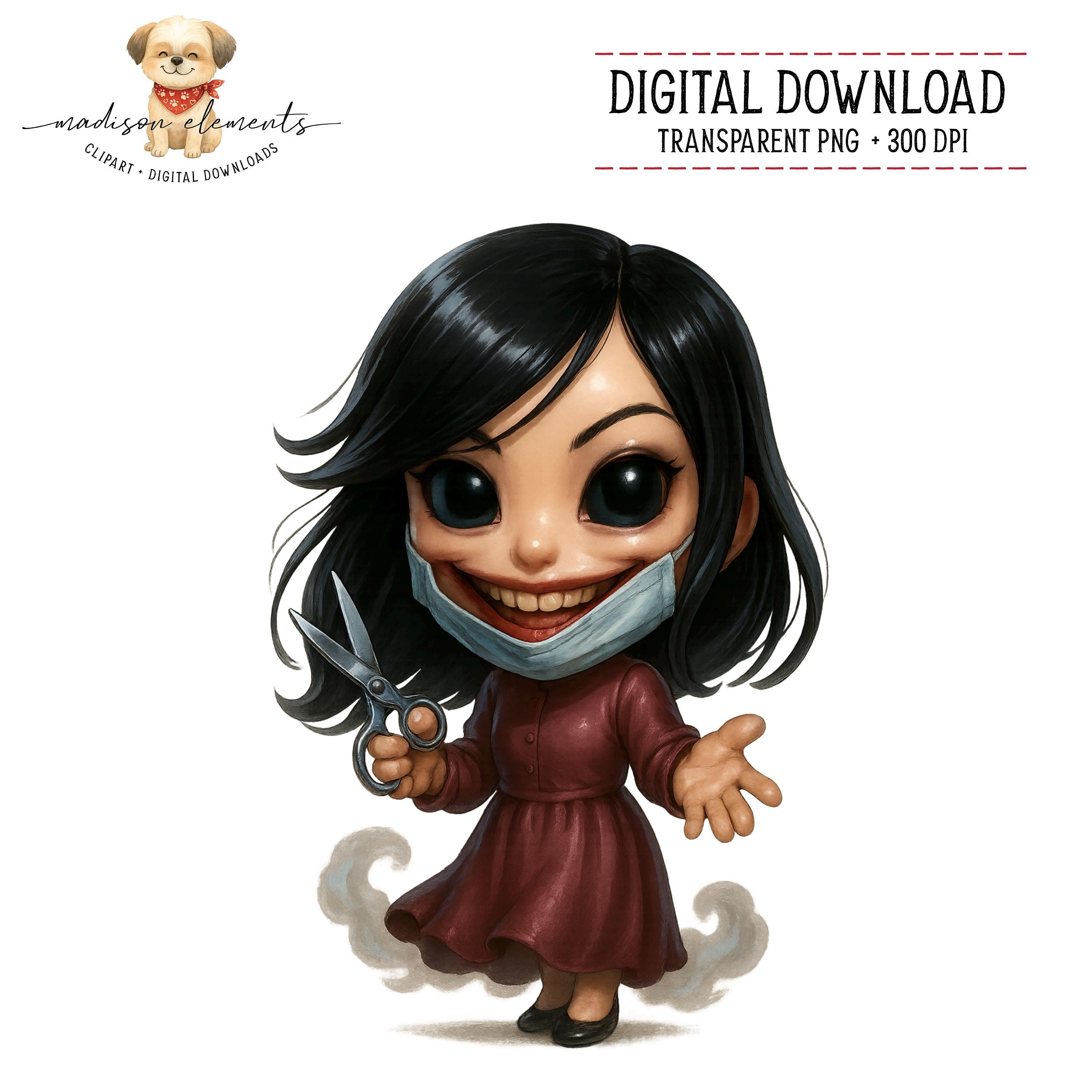 Kuchisake Onna Digital PNG Download, Urban Legend Art, Creepypasta