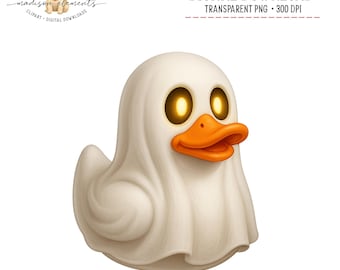 Ghost Duck PNG, Spooky Duckling Digital Download, Cute Halloween Duckie PNG, Gift for Halloween lover, Cute Ghost Rubber Ducky PNG