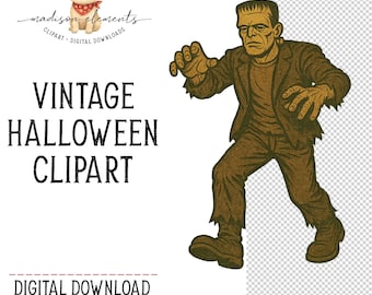 Frankenstein PNG, Monster Digital Download. Classic horror sublimation png, Halloween monster clipart, Brown Frankenstein Digital Png