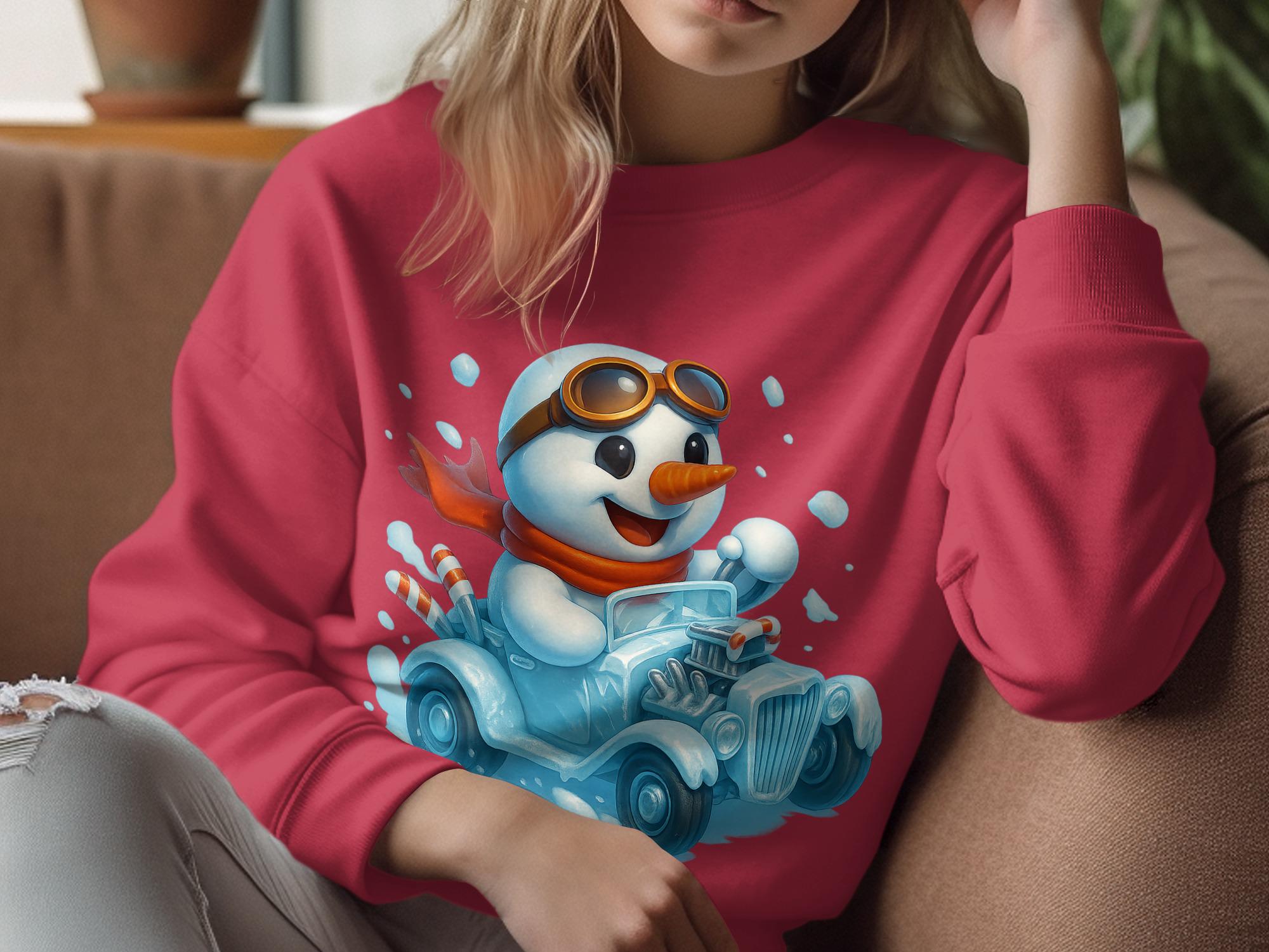Snowman in Race Car Digital PNG, Cute Winter Clipart, Festive Holiday ...