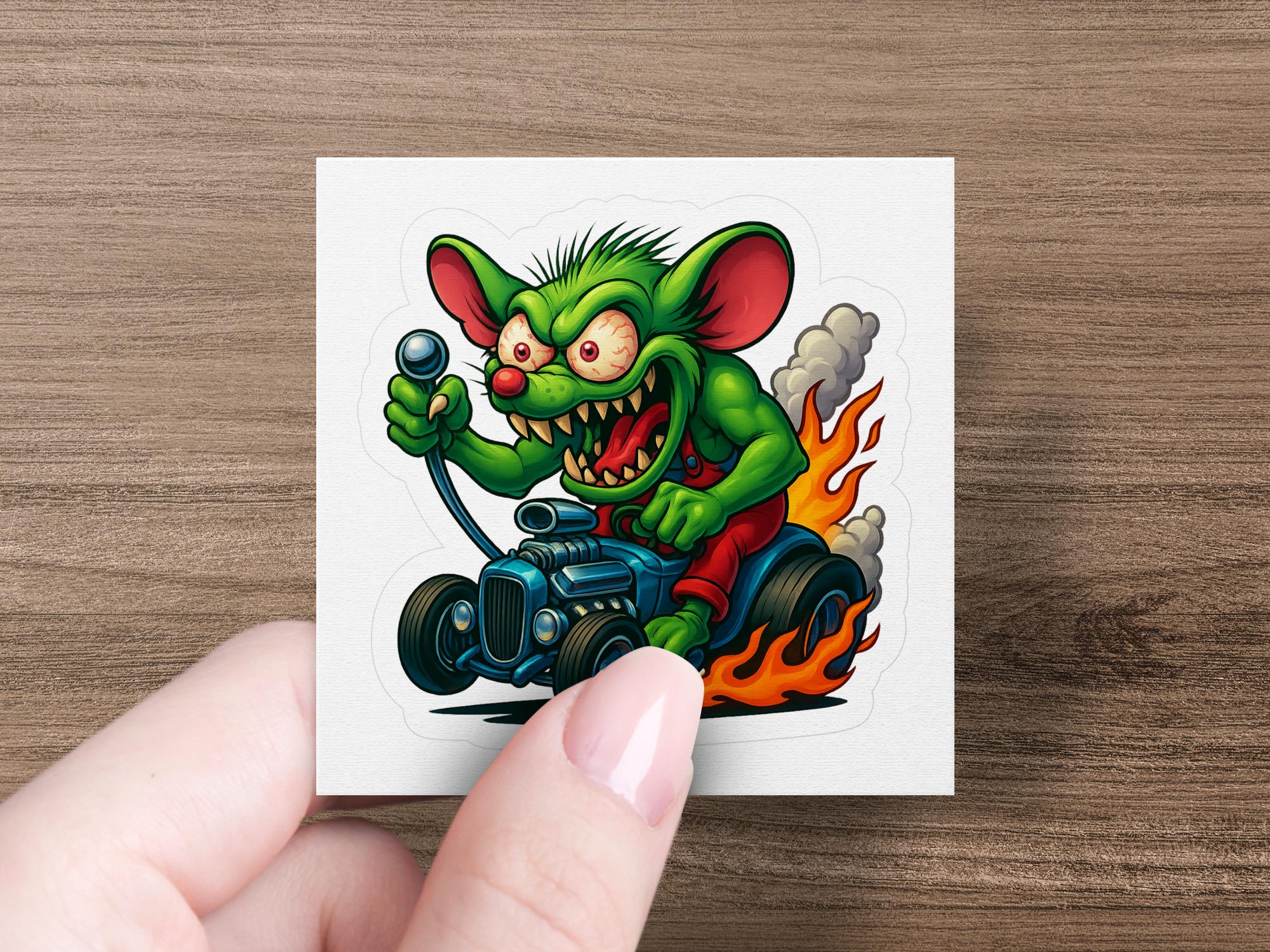 Rat Fink Digital Art, Wacky Racer PNG, Hot Rod Clipart, Monster