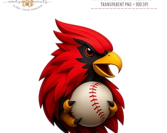 Maskotka kardynała w formacie PNG, logo drużyny baseballowej Cardinal, projekt sportowy szkoły średniej, duch drużyny baseballowej Cardinal, czerwony ptak w formacie PNG