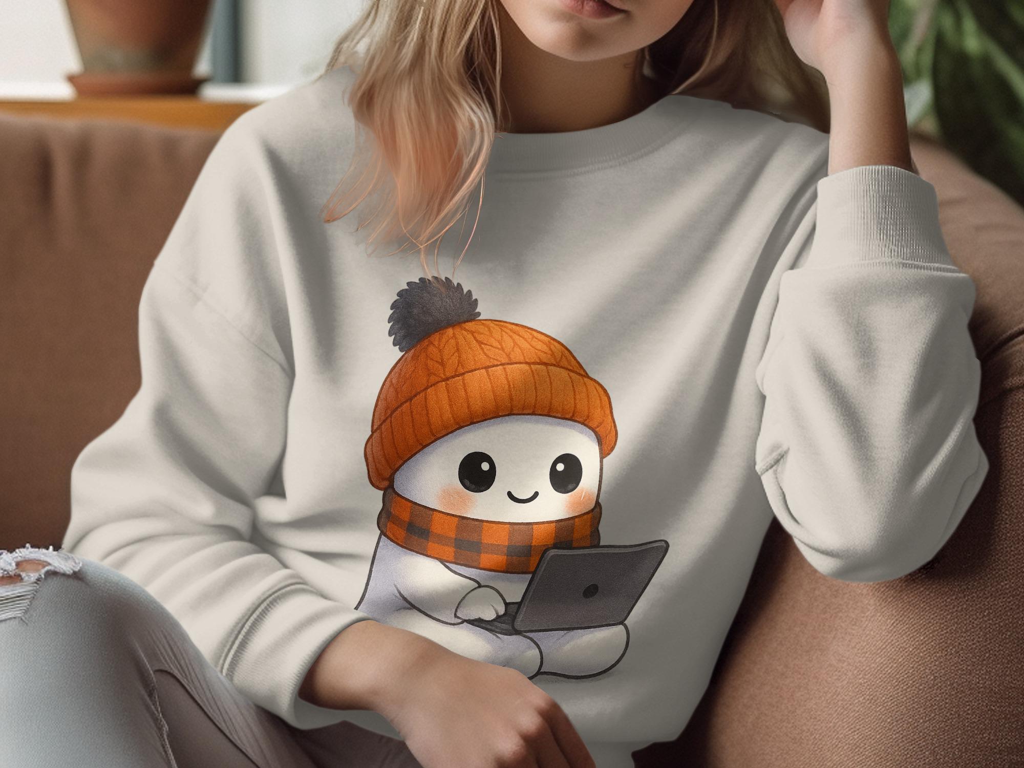 Cute Coder Ghost Digital Download PNG, Winter Ghost With Computer PNG ...