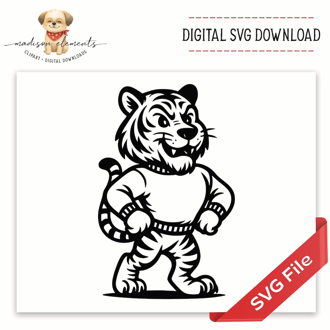 Retro Tiger Mascot SVG Digital Download, Vintage School Spirit Cut File ...