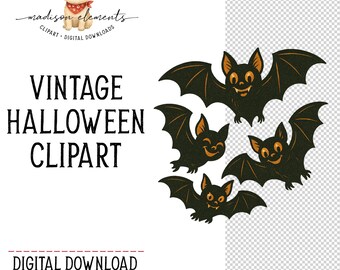 Cyfrowe nietoperze z kreskówek, nietoperze na Halloween w formacie PNG, cyfrowe pobieranie nietoperzy w formie clipartów, urocze ilustracje nietoperzy w formacie PNG, cyfrowy obraz nietoperza, dekoracje na Halloween