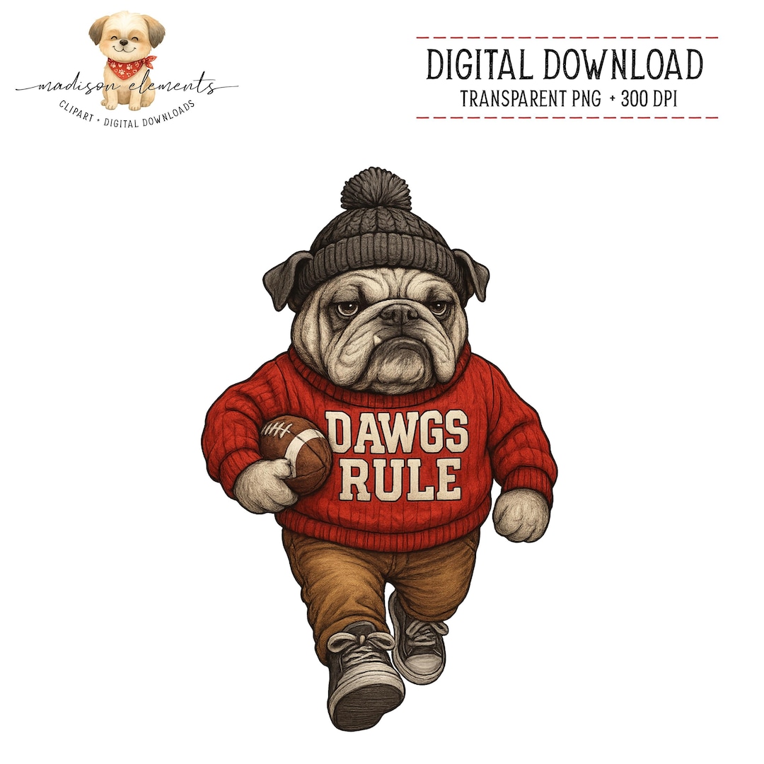 Bulldog Mascot PNG, Dawgs Rule Football Digital Download, Bulldog With ...
